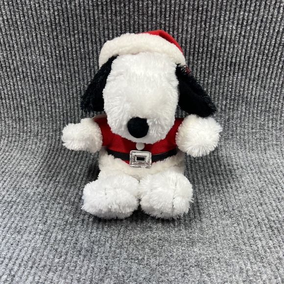 Hallmark Snoopy Santa Christmas 9" Plush Peanuts‎ Santa Embroidered Eyes Jingle - Picture 4 of 14